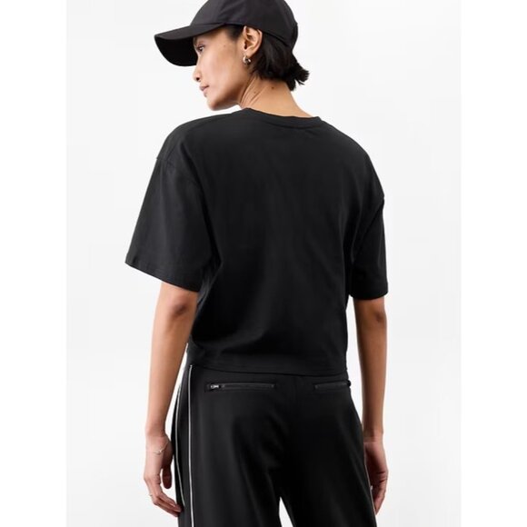 New Athleta M True Cotton Crop Tee Black Medium #597541 - Picture 2 of 5